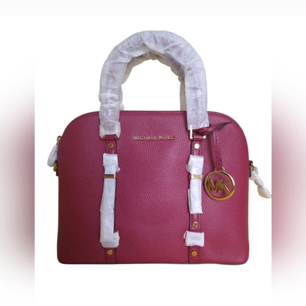 Michael Kors Pebbled Leather Medium Dome Satchel Bag Bedford Legacy